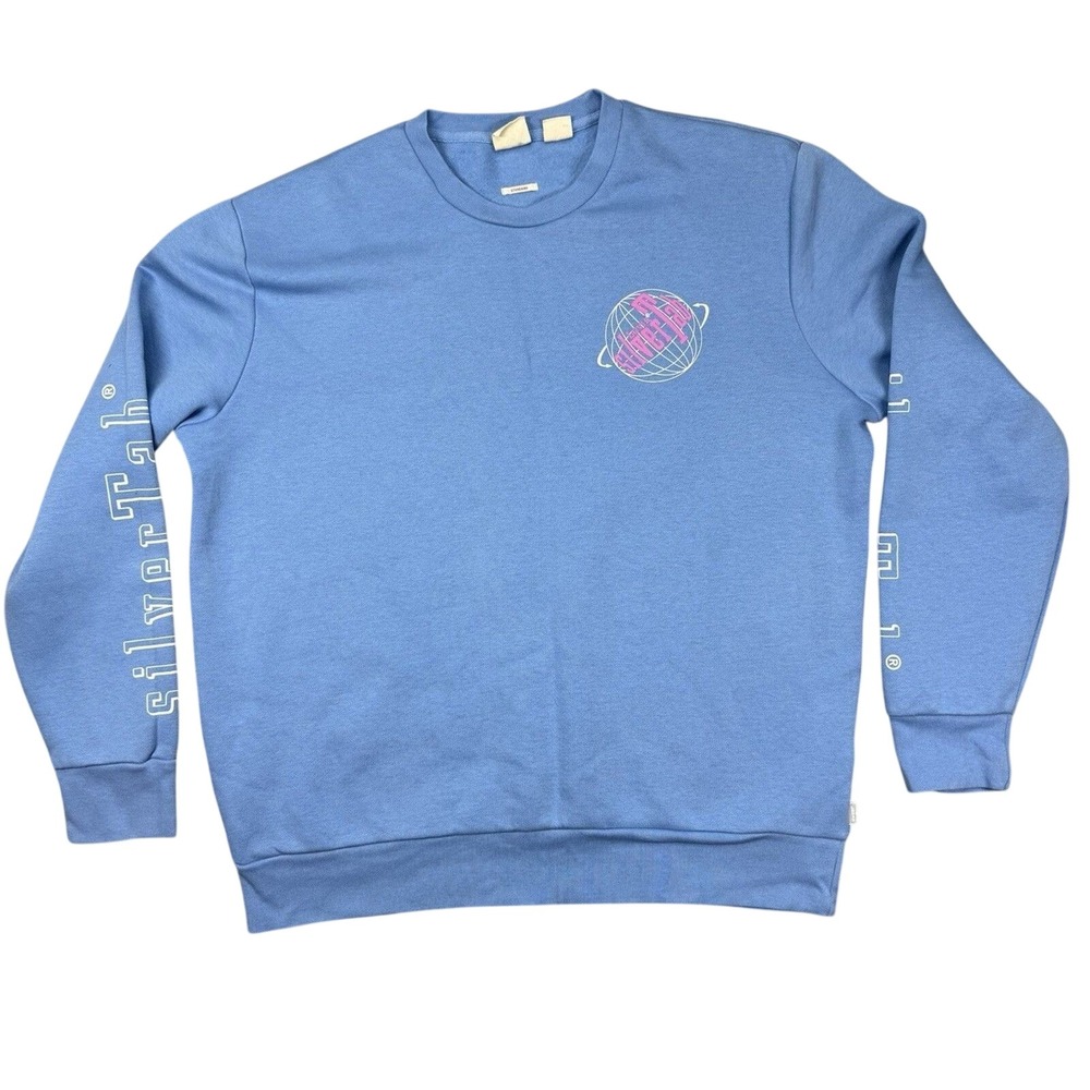 Levi's Silver tab Sweatshirt Women Large Blue Cotton Crewneck Standard Fit Sport